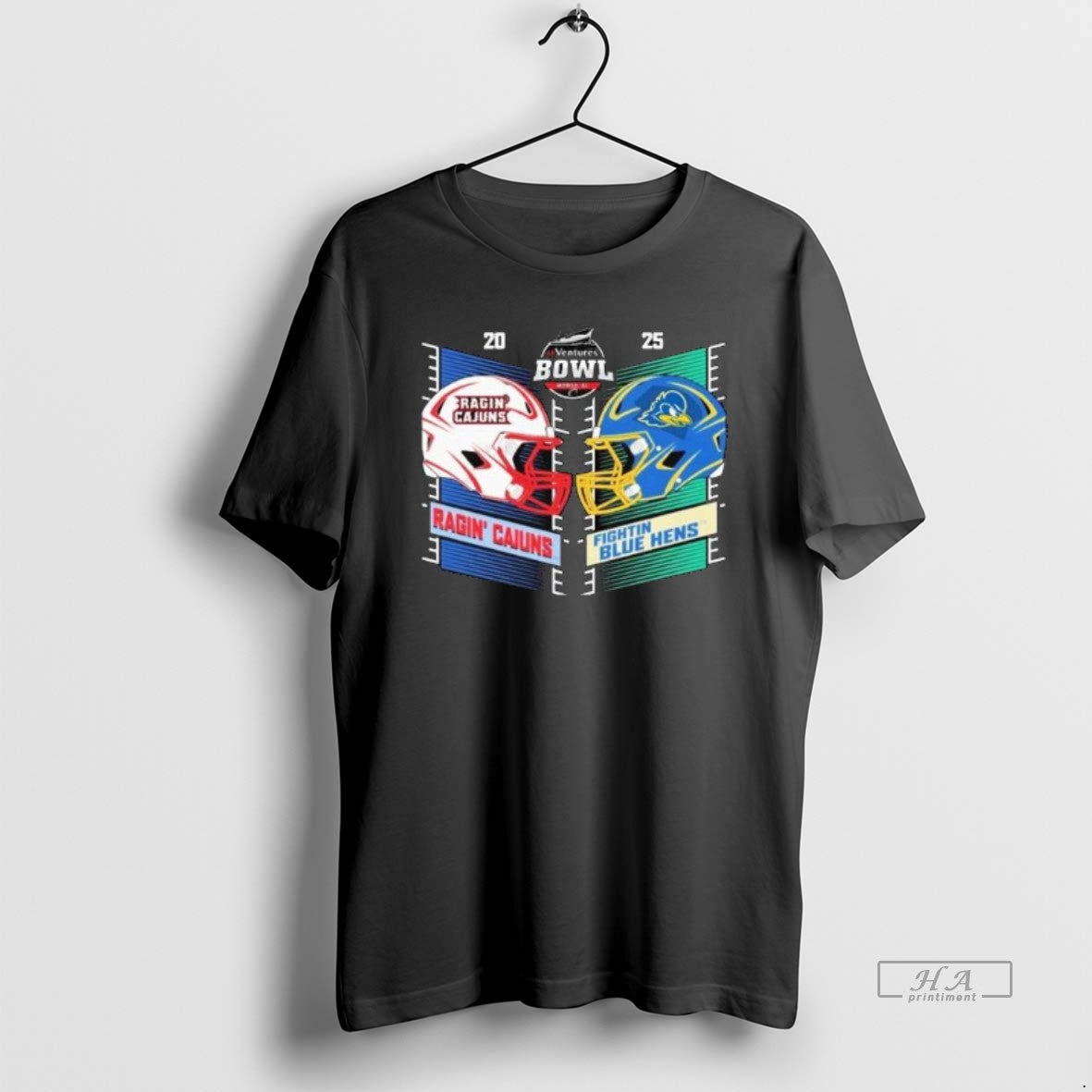 Official Louisiana Ragin Cajuns Vs Delaware Blue Hens 2025 68 Ventures Bowl Ventures Bowl Head T-Shirts, Hoodie, Sweatshirt