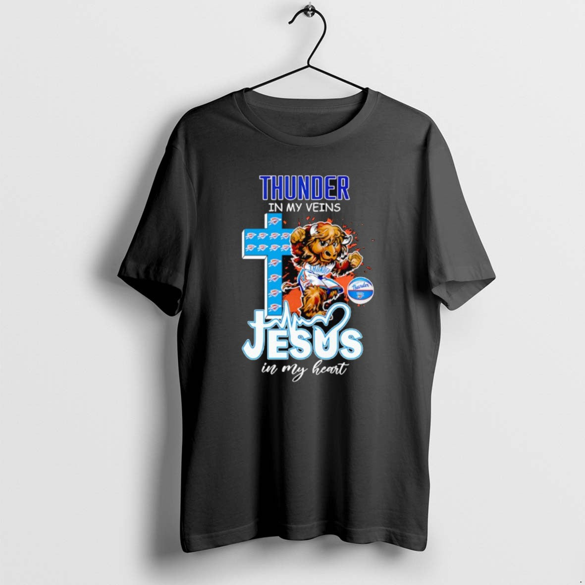 Official Oklahoma City Thunder In My Veins Jesus In My Heart T-Shirts, Hoodie, Sweatshirt | PrintMintTees.com