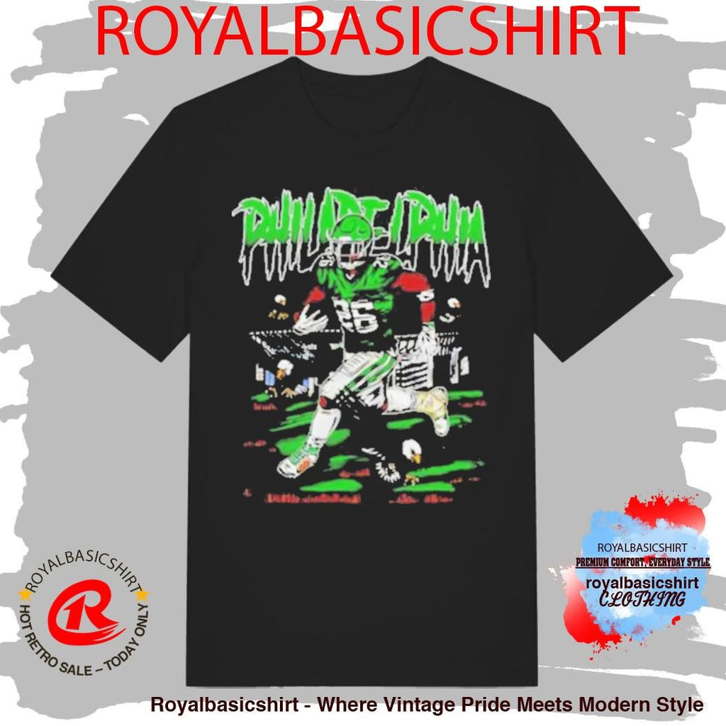 Official Philadelphia Football Player Neon Green Grunge Sports Shirt