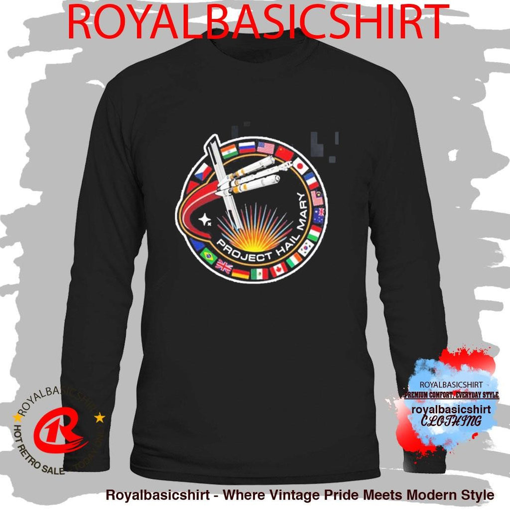 Official Project Hail Mary Spaceship With Nation Flags Mission Patch T-Shirt