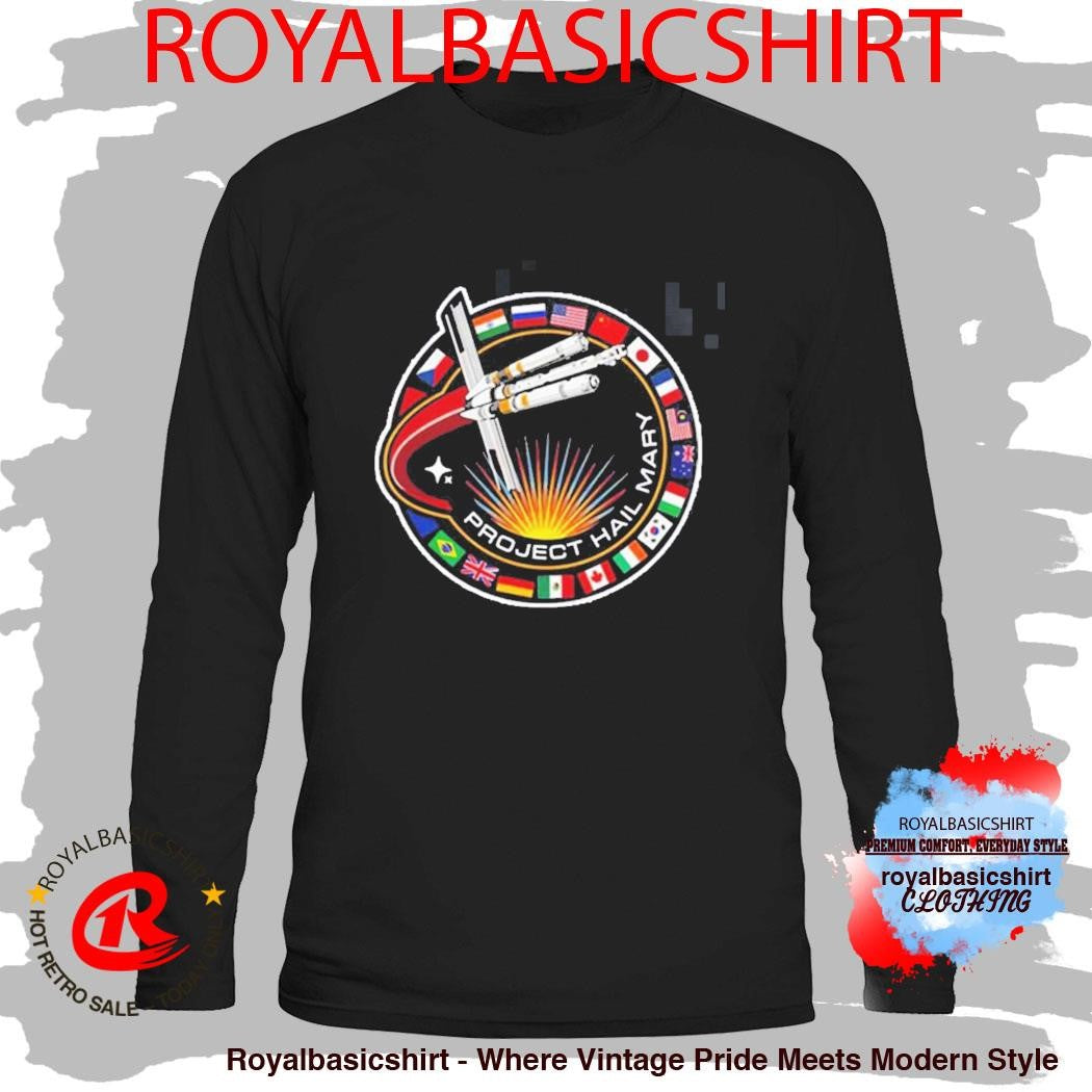 Official Project Hail Mary Spaceship With Nation Flags Mission Patch T-Shirt