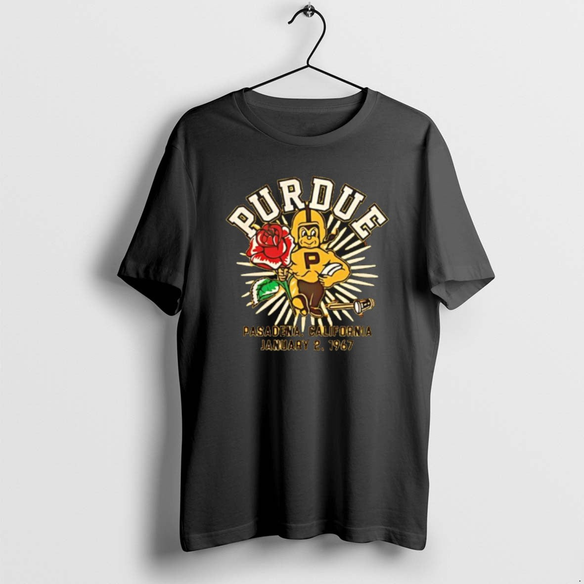 Official Purdue Boilermakers Gold Homefield Football 1967 Rose Bowl Pasadena California January 2nd 1967 T-Shirts,...