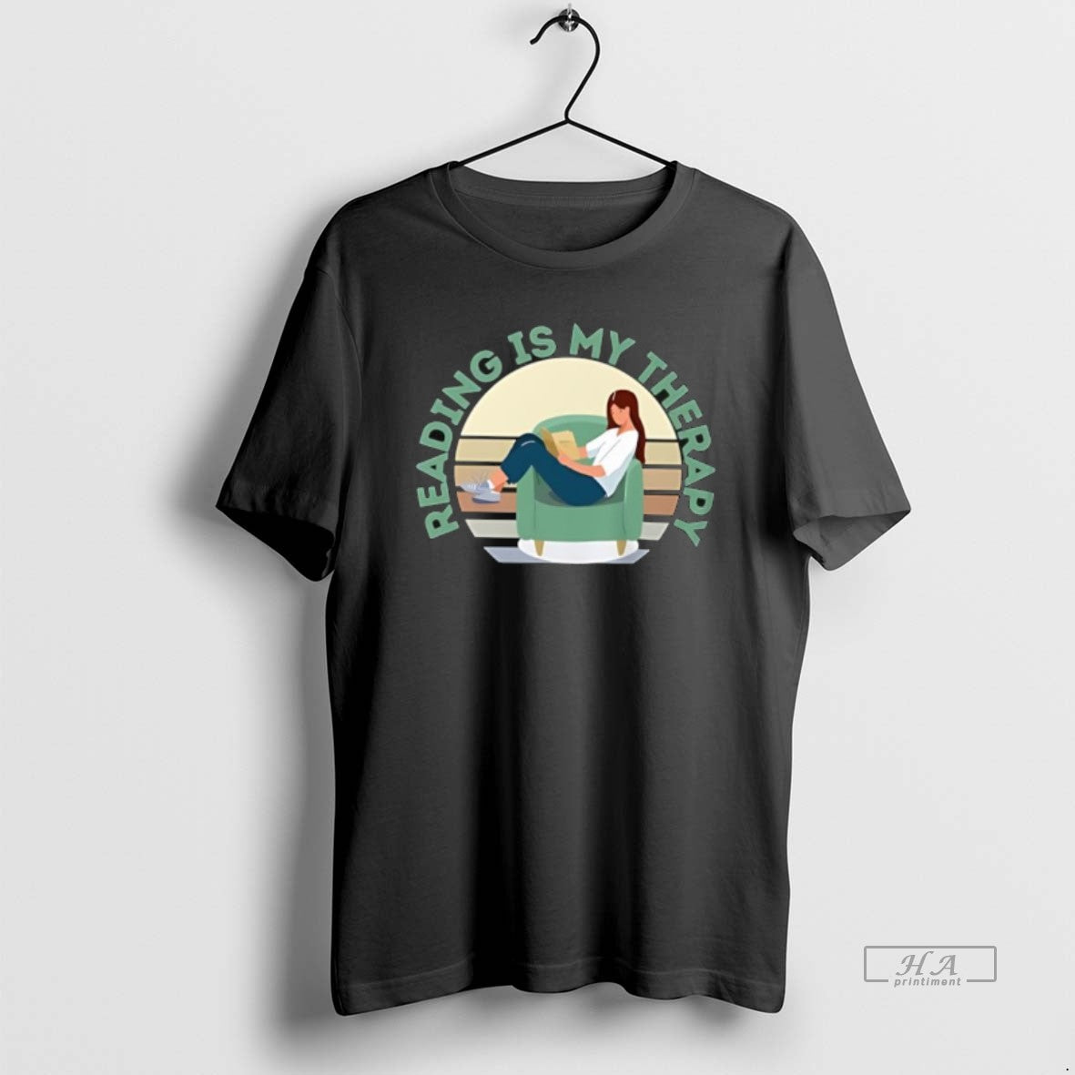 Official Reading Is My Therapy Girl Sitting Reading A Book T-Shirts, Hoodie, Sweatshirt | PrintMintTees.com