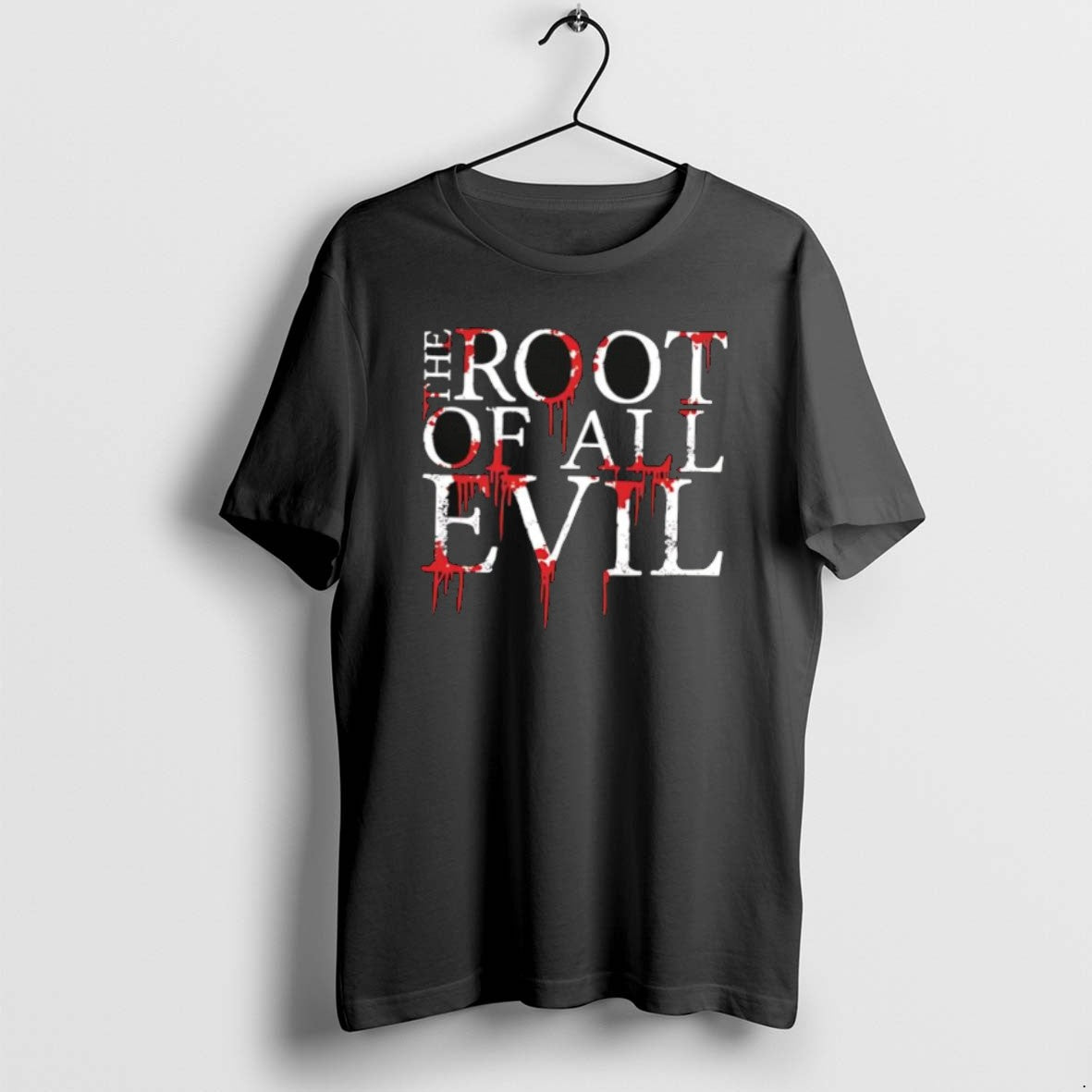 Official The Root Of All Evil Horrified Text T-Shirts, Hoodie, Sweatshirt | PrintMintTees.com