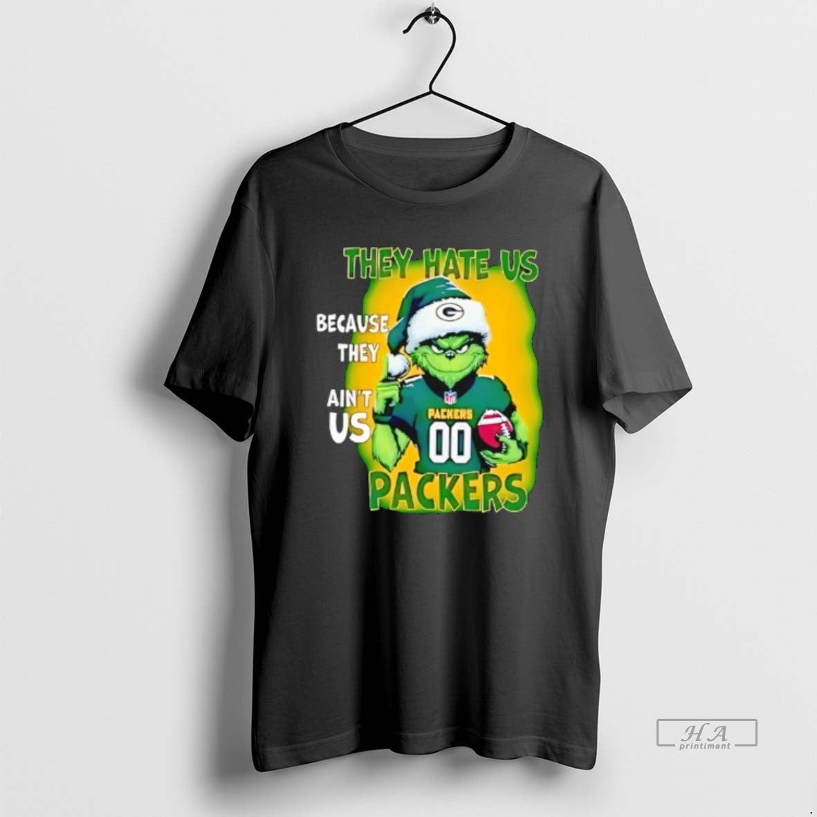 Official They Hate Us Because They Aint Us Green Bay Packers Grinch Santa T-Shirts, Hoodie, Sweatshirt | PrintMintTees.com