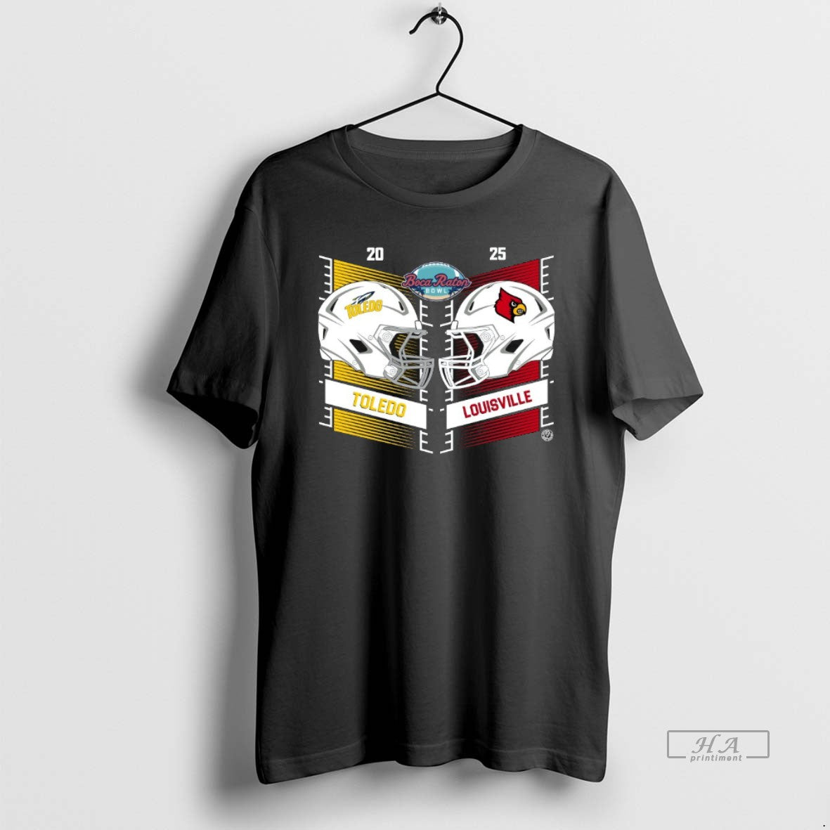 Official Toledo Rockets Vs Louisville Cardinals 2025 Boca Raton Bowl Head To Head Helmet T-Shirts, Hoodie, Sweatshirt