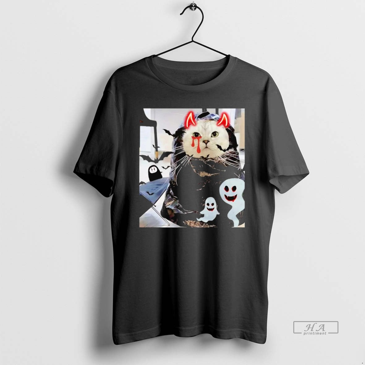 Official Trendy Black Cat Devil No Face Halloween