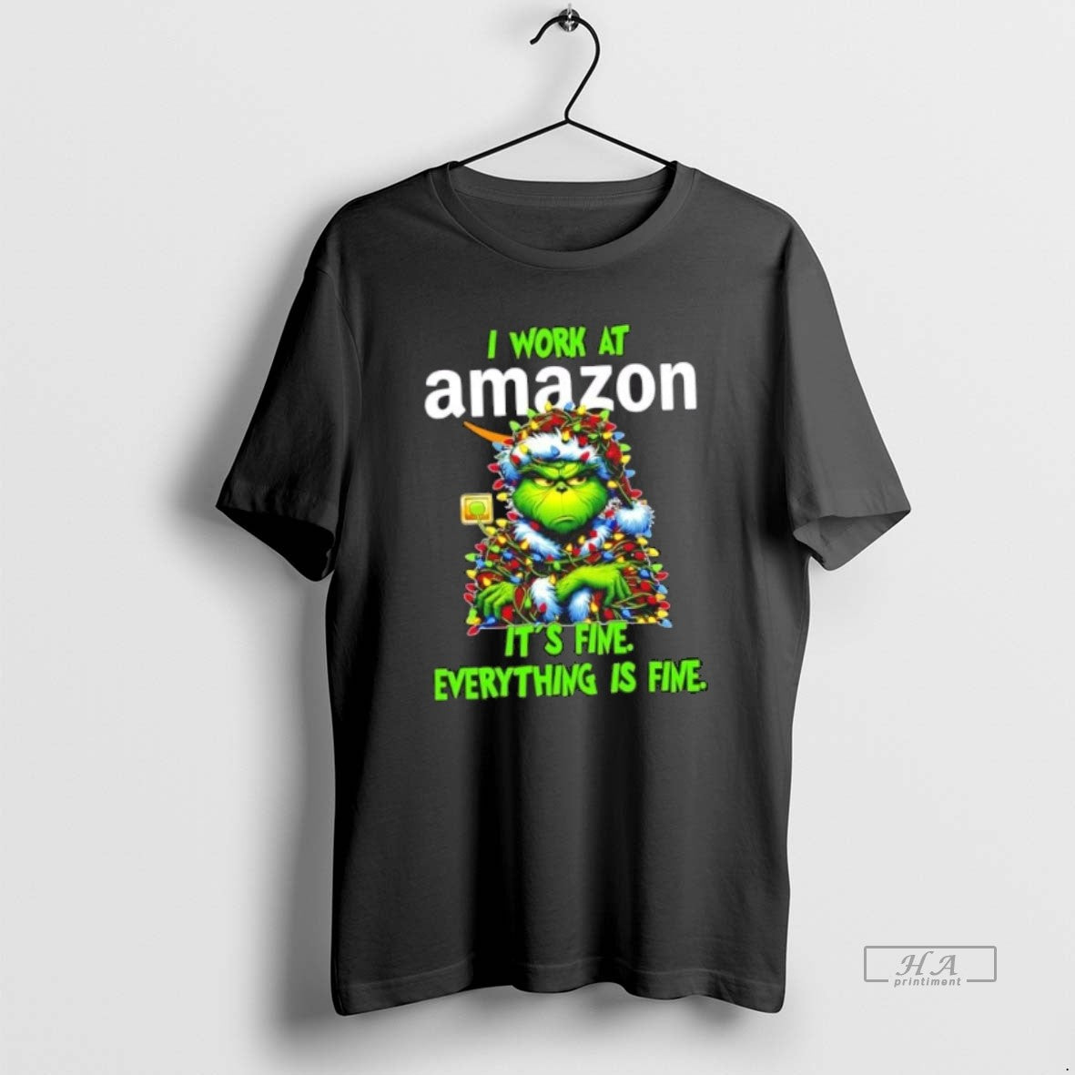 Official Trendy Grinch Christmas Tree X Amazon I Work At Its Fine Everything Is Fine