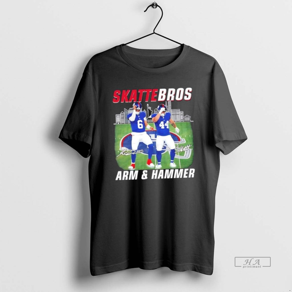 Official Trendy New York Giants Jaxson Dart X Cam Skattebo Skattebros Arm And Hammer Signatures