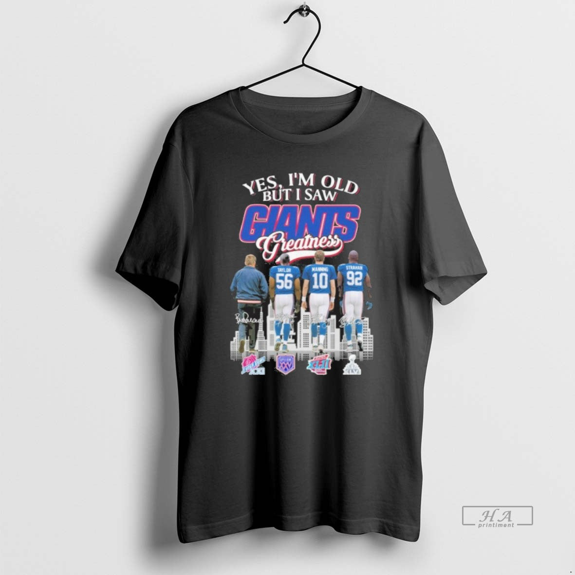Official Trendy Yes Im Old But I Saw Broncos Giants Player City Signature Logo Tee