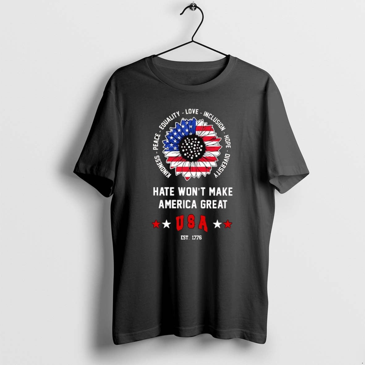 Official Us Sunflowers Hate Wont Make America Great Est 1776 T-Shirts, Hoodie, Sweatshirt | PrintMintTees.com
