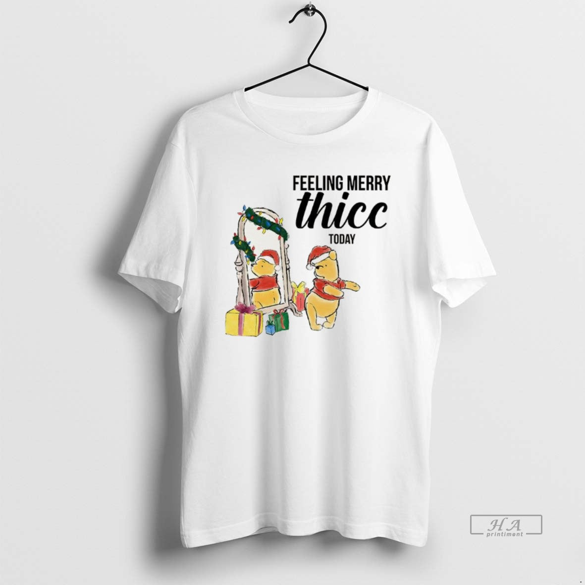 Official Winnie The Pooh Feeling Merry Thicc Today Cartoon Christmas T-Shirts, Hoodie, Sweatshirt | PrintMintTees.com