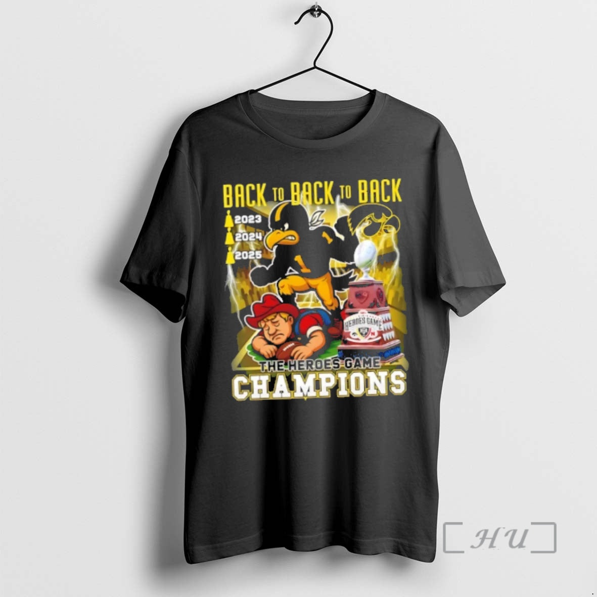 Officials 2025 Back Back Back Iowa Hawkeyes Heroes Game Champions T-Shirts, Hoodie, Sweatshirt