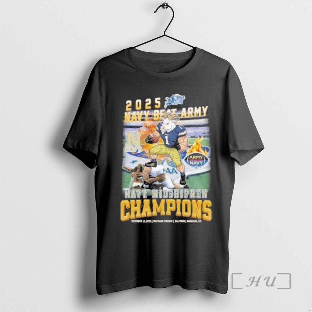 Officials 2025 Navy Beat Army Mascot Navy Midshipmen Champions T-Shirts, Hoodie, Sweatshirt | PrintMintTees.com