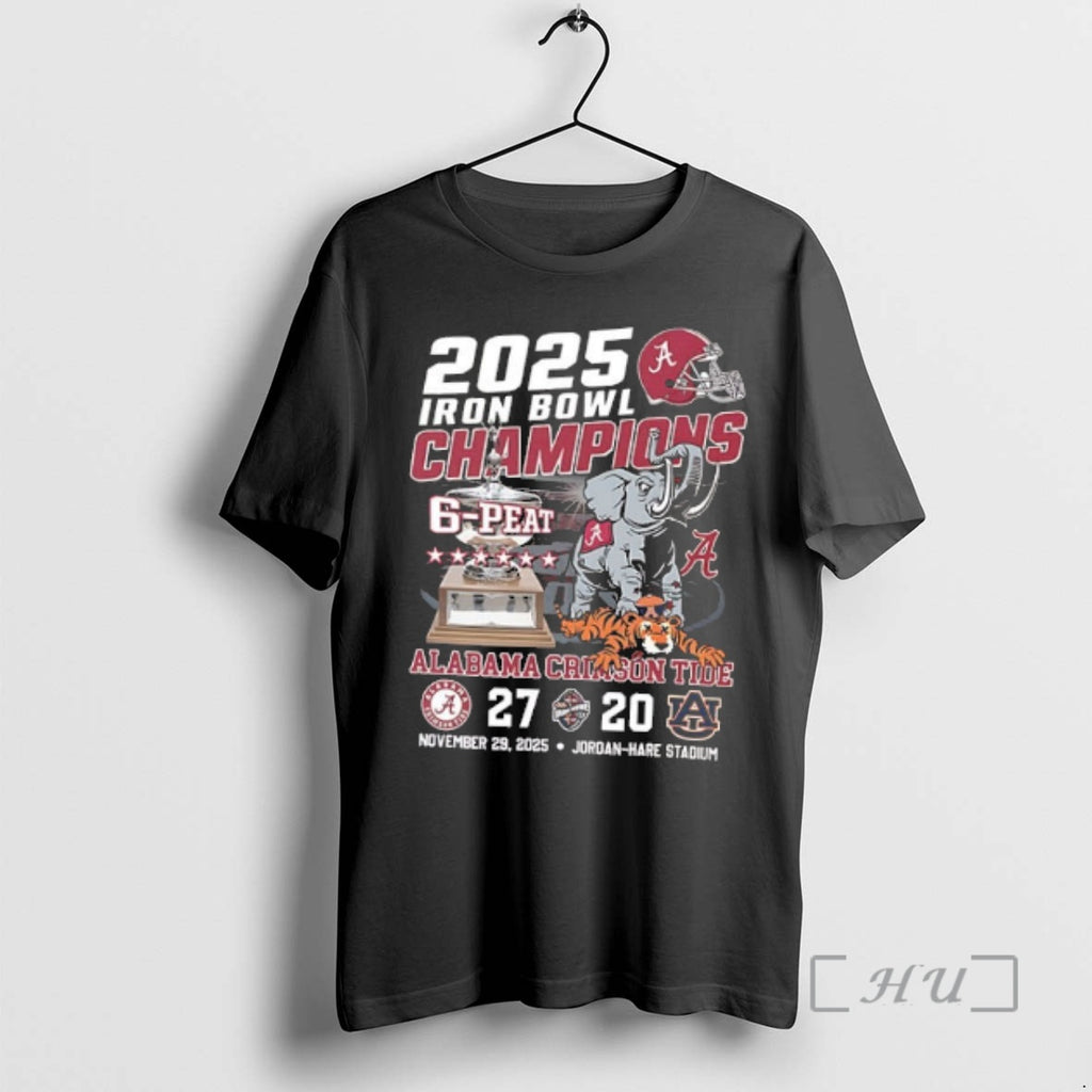 Officials Alabama Beat Auburn 27 20 6 Peat 2025 Iron Bowl Champions 2 Sided Premium T-Shirts, Hoodie, Sweatshirt