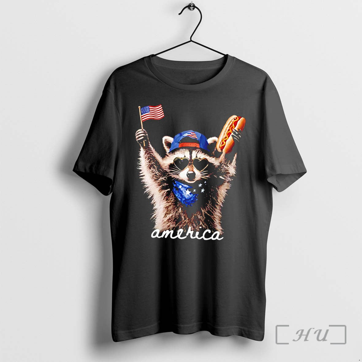 Officials America Raccoon Hot Dog 4th Of July Tee