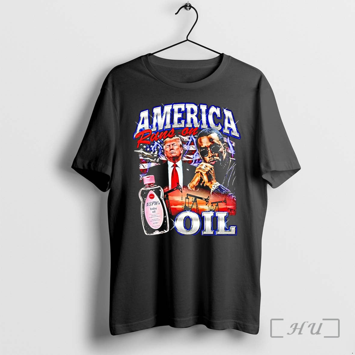Officials America Runs On Donald Trump And Diddy Baby Oil Sarcastic Premium T Shirts Sweater
