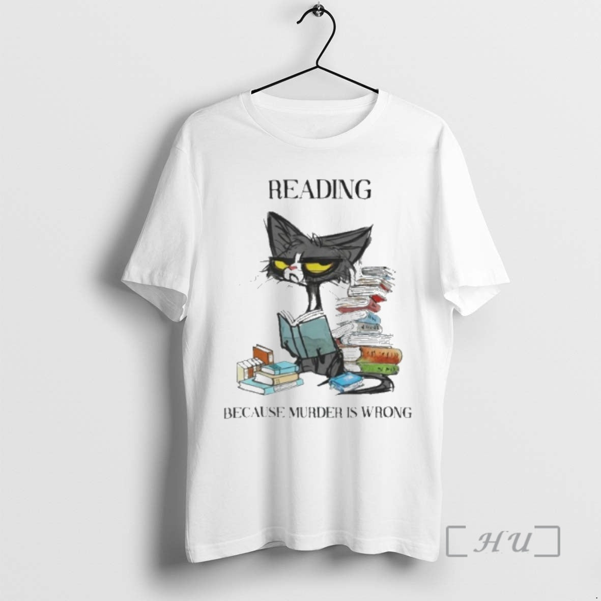 Officials Black Cat Reading Books Because Murder Is Wrong T-Shirts, Hoodie, Sweatshirt