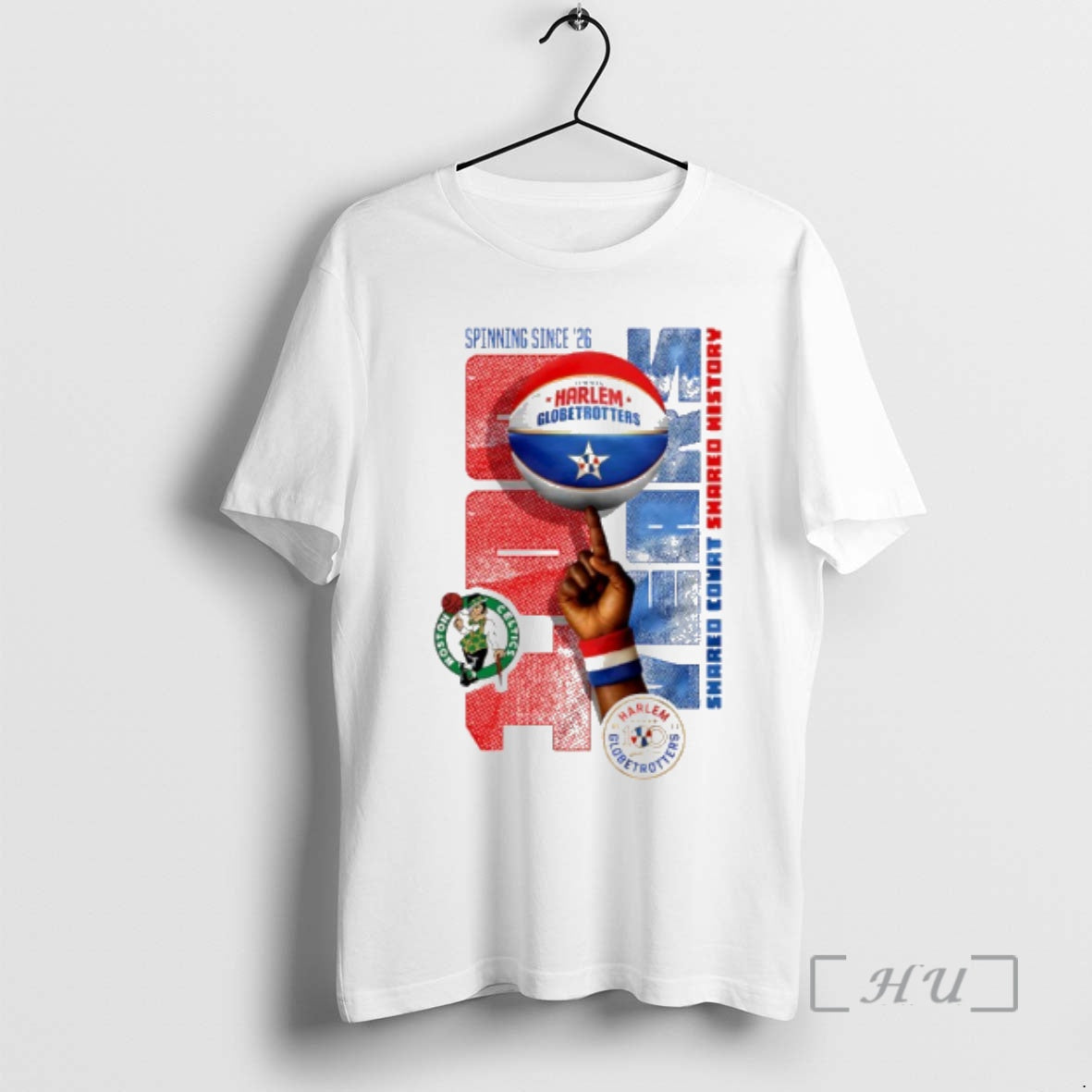 Officials Boston Celtics X Harlem Globetrotters Spinning Since 26 T-Shirts, Hoodie, Sweatshirt | PrintMintTees.com