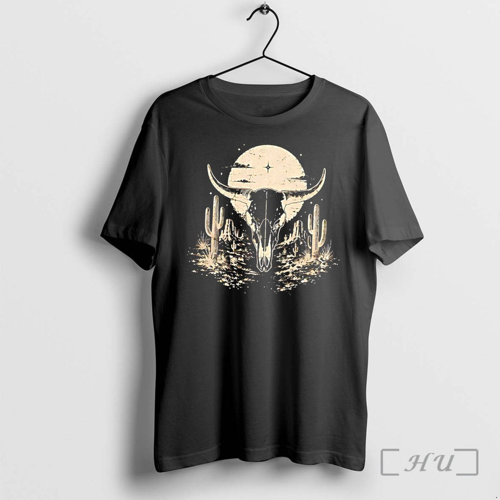 Officials Bull Skull Against Desert Moon Vintage Tee
