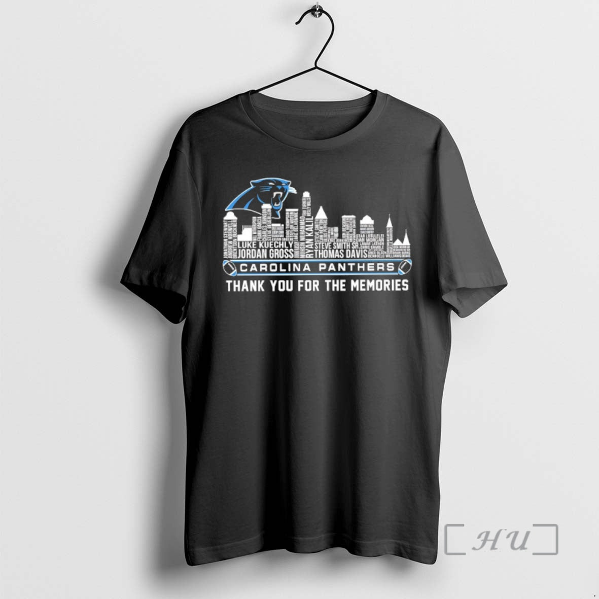 Officials Carolina Panthers Players Names City Skyline Thank You For The Memories Premium T Shirts Hoodie, Sweatshirt