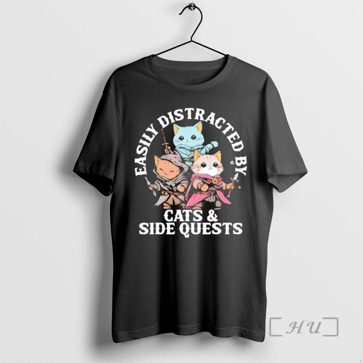 Officials Cat Easily Distracted By Cats And Side Quests T-Shirts, Hoodie, Sweatshirt | PrintMintTees.com
