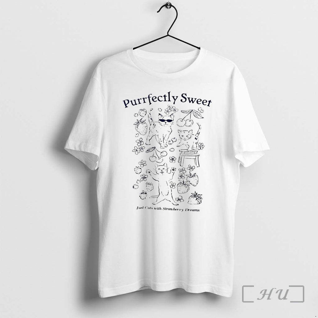 Officials Cats Berries Kittens Cherries Flowers Purrfectly Sweet Just Cats With Strawberry Premium T Shirts