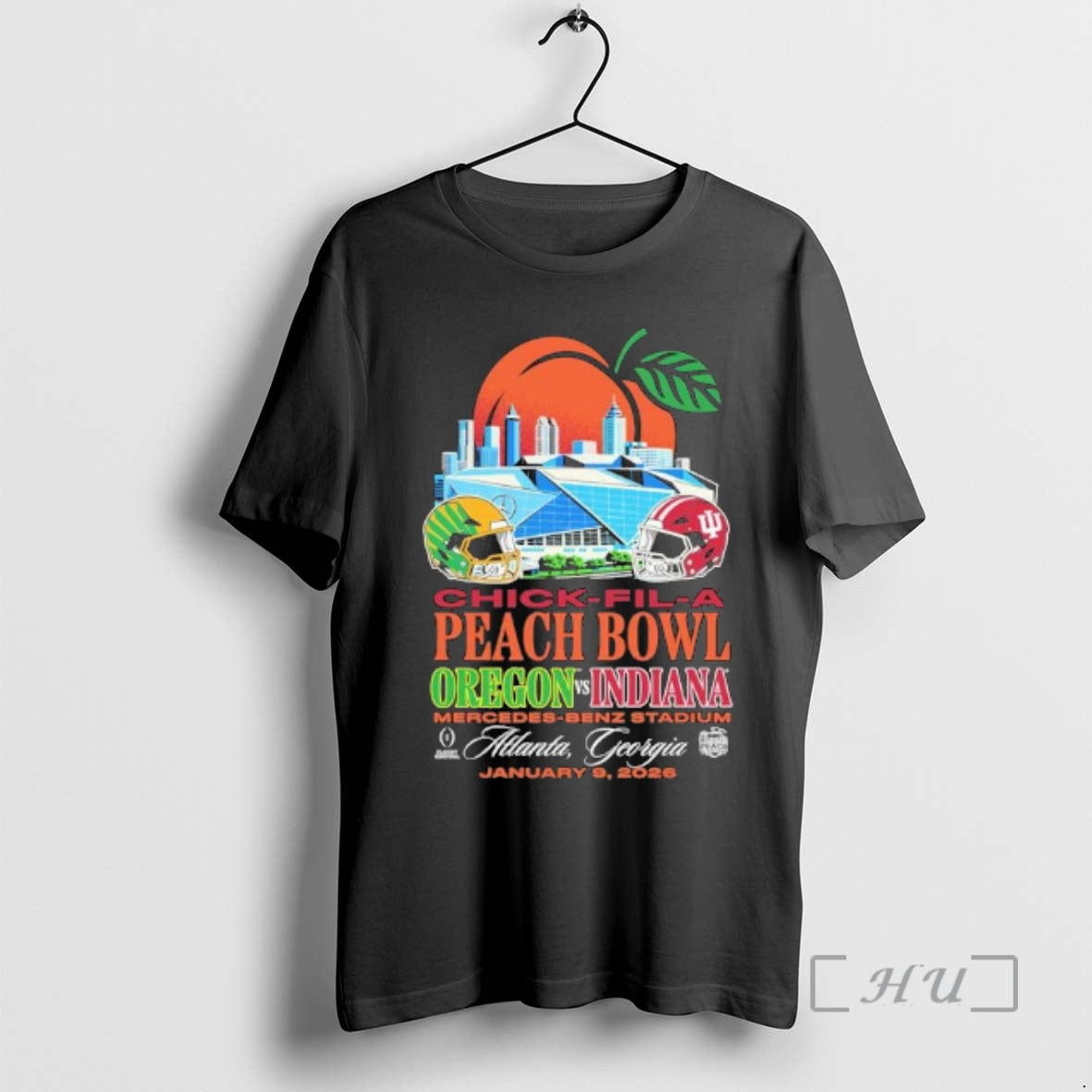 Officials Chick Fil A Peach Bowl Iu Vs Oregon Mercedes Benz Stadium Premium T Shirts Hoodie, Sweatshirt | PrintMintTees.com