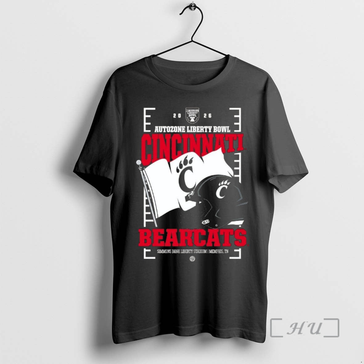 Officials Cincinnati Bearcats 2026 Autozone Liberty Bowl Helmet Flag Chriast T-Shirts, Hoodie, Sweatshirt | PrintMintTees.com
