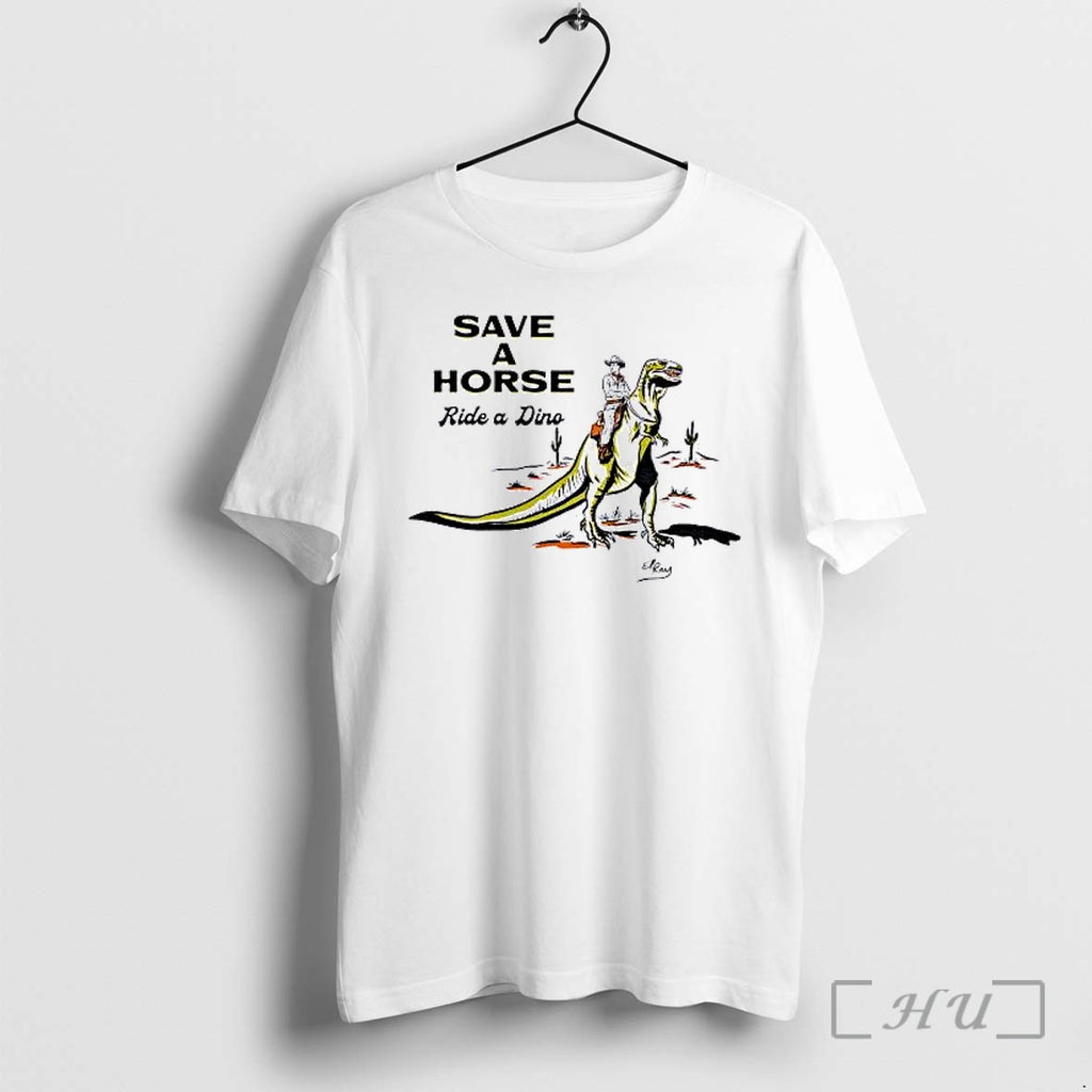 Officials Cowboy Riding T Rex Save A Horse Ride A Dino Premium T Shirts Sweater