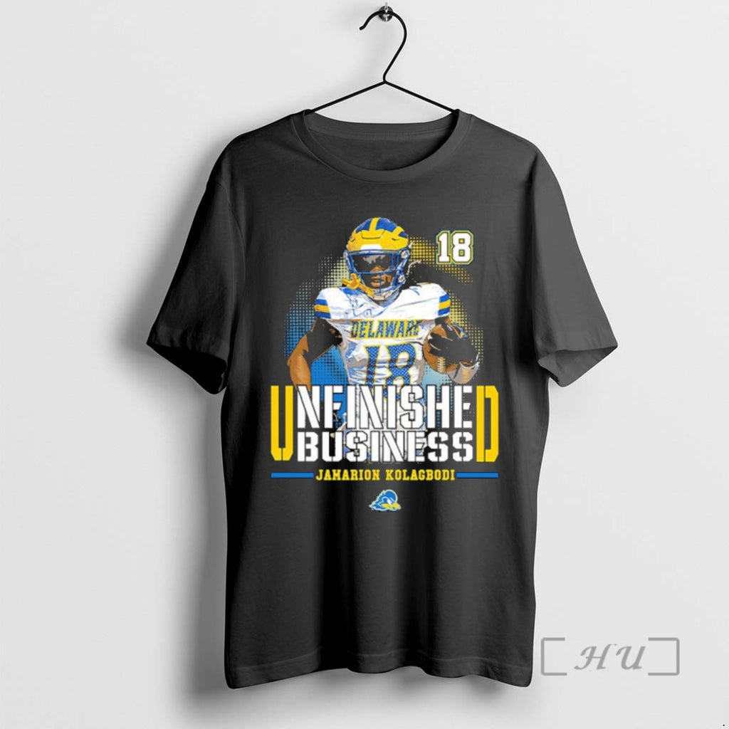 Officials Delaware Fightin Blue Hens Ncaa Football Jamarion Kolagbodi Unfinished Business Premium T Shirts Sweater...