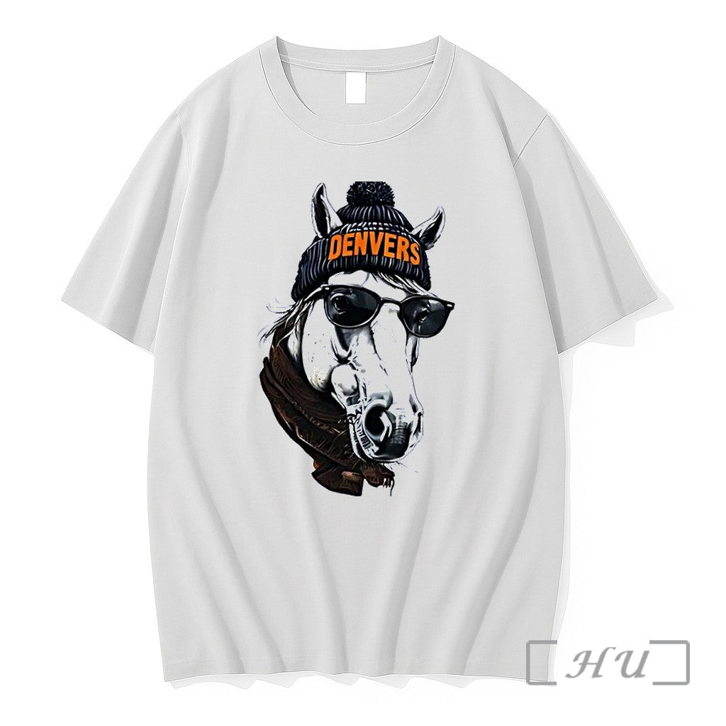 Officials Denvers Cool Horse Wearing Sunglasses And Scarf Denvers White