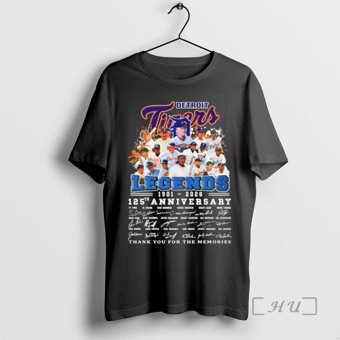 Officials Detroit Tigers Legends 1901 2026 125th Anniversary Thank You For The Memories Signatures Premium T-Shirts,...