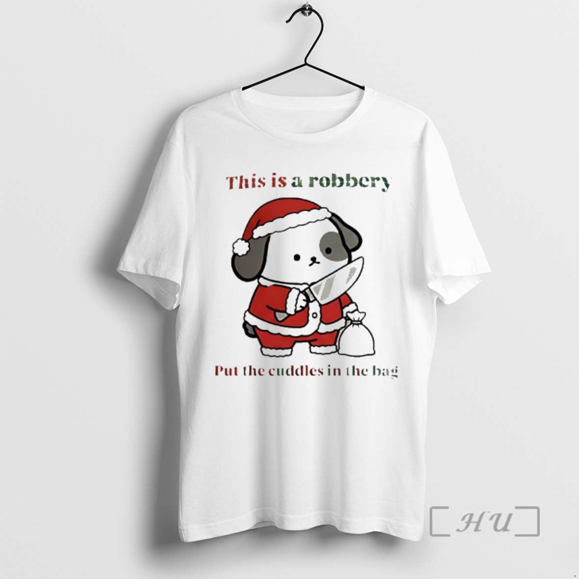 Officials Dog Santa This Is A Robbery Put The Cuddles In The Bag Premium T-Shirts, Hoodie, Sweatshirt | PrintMintTees.com