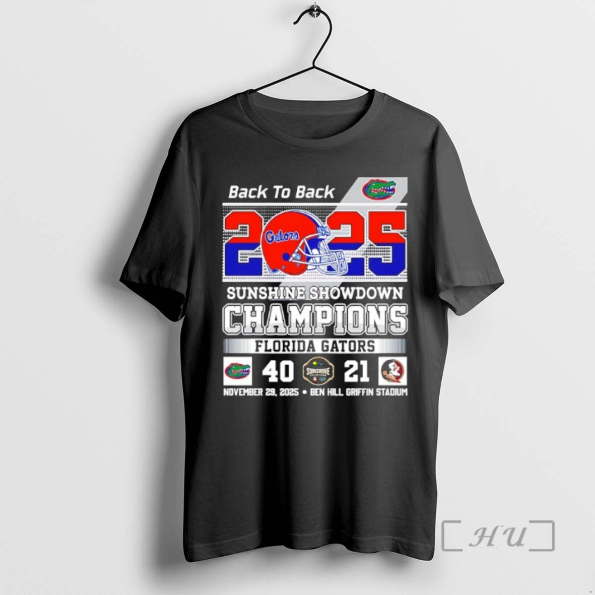 Officials Florida Gators Back To Back 2025 Sunshine Showdown Champions 40 21 Score Premium T-Shirts, Hoodie, Sweatshirt