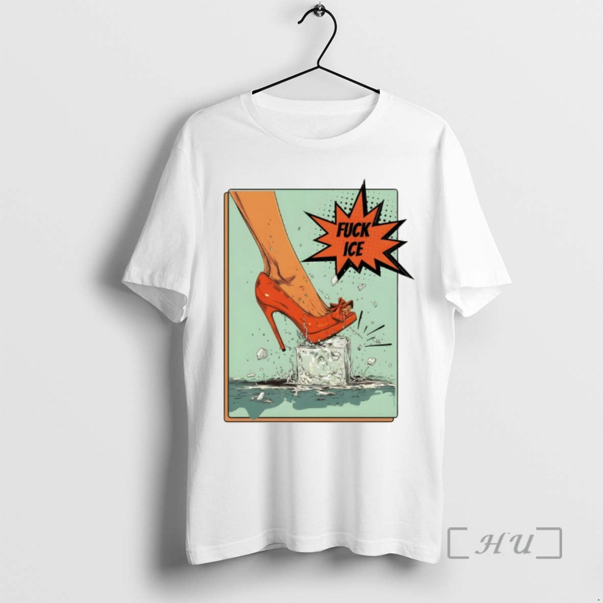 Officials Fuck Ice Comic High Heel Step On Melt Ice Subtle Anti Trump Premium T-Shirts, Hoodie, Sweatshirt