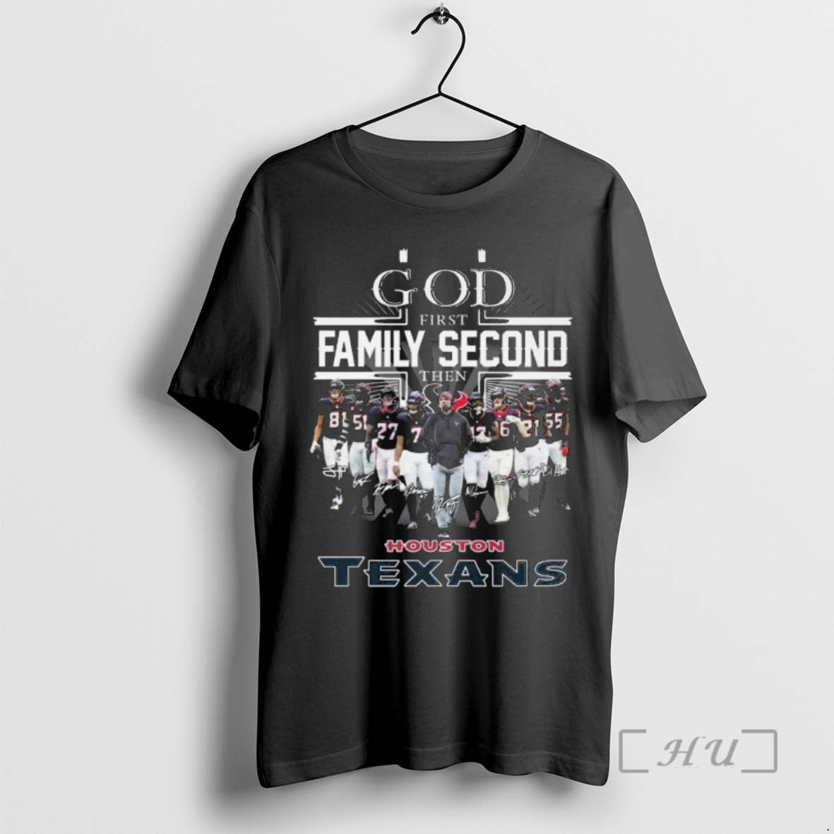 Officials God First Family Second Then Houston Texans Players Signatures 2026 Premium T Shirts Sweater Hoodie, Sweatshirt