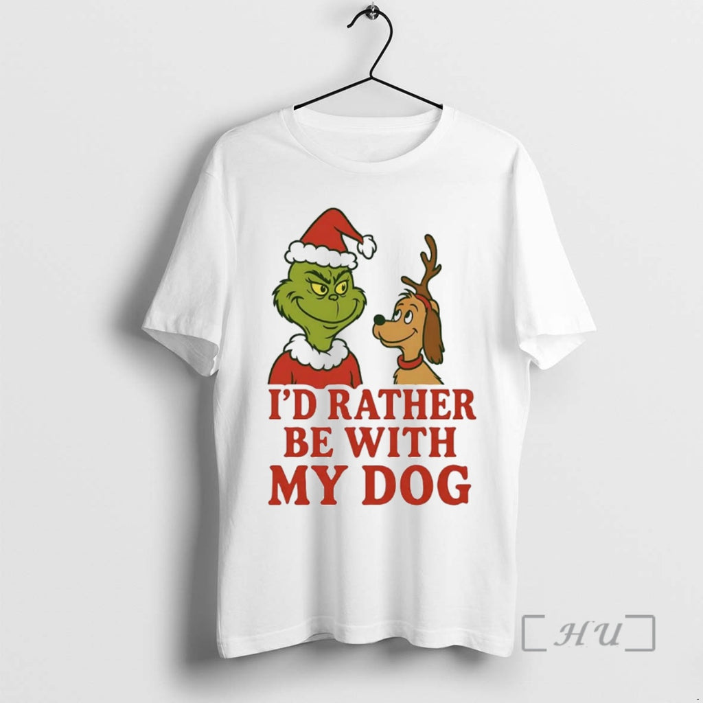 Officials Grinch Id Rather Be With My Dog Christmas T-Shirts, Hoodie, Sweatshirt | PrintMintTees.com