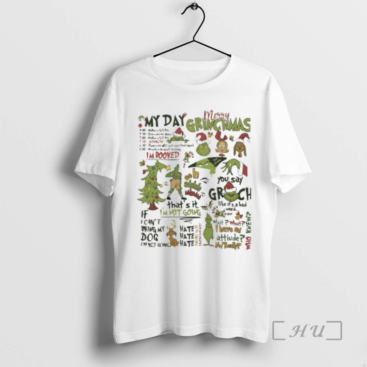 Officials Grinch My Day Christmas Quotes Collage Funny Holiday T-Shirts, Hoodie, Sweatshirt | PrintMintTees.com