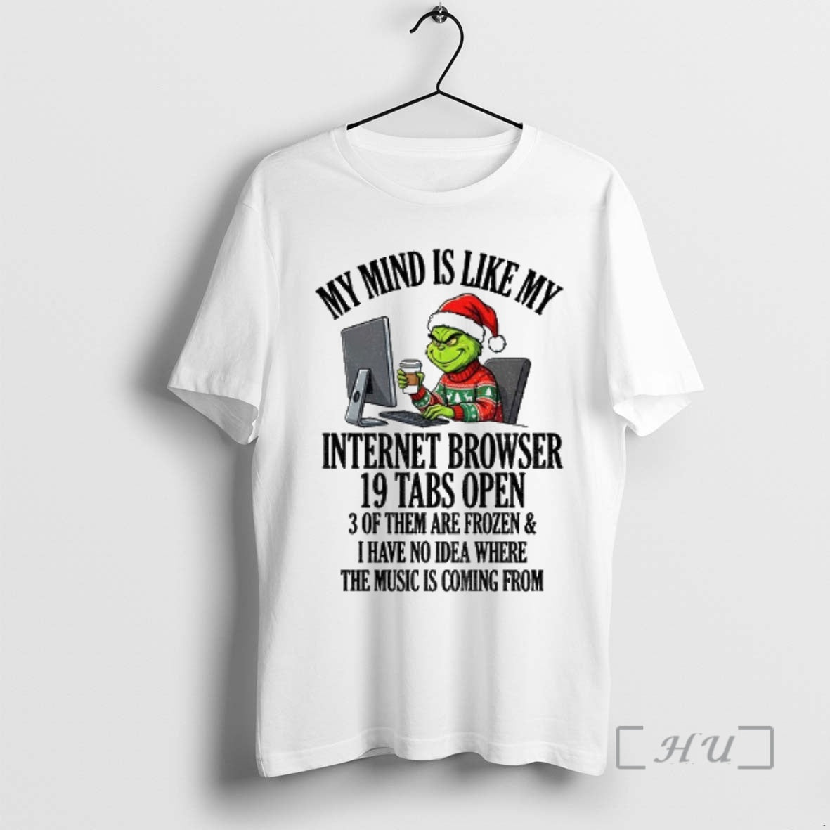 Officials Grinch Santa My Mind Is Like My Internet Browser 10 Tabs Open 3 Of T-Shirts, Hoodie, Sweatshirt | PrintMintTees.com