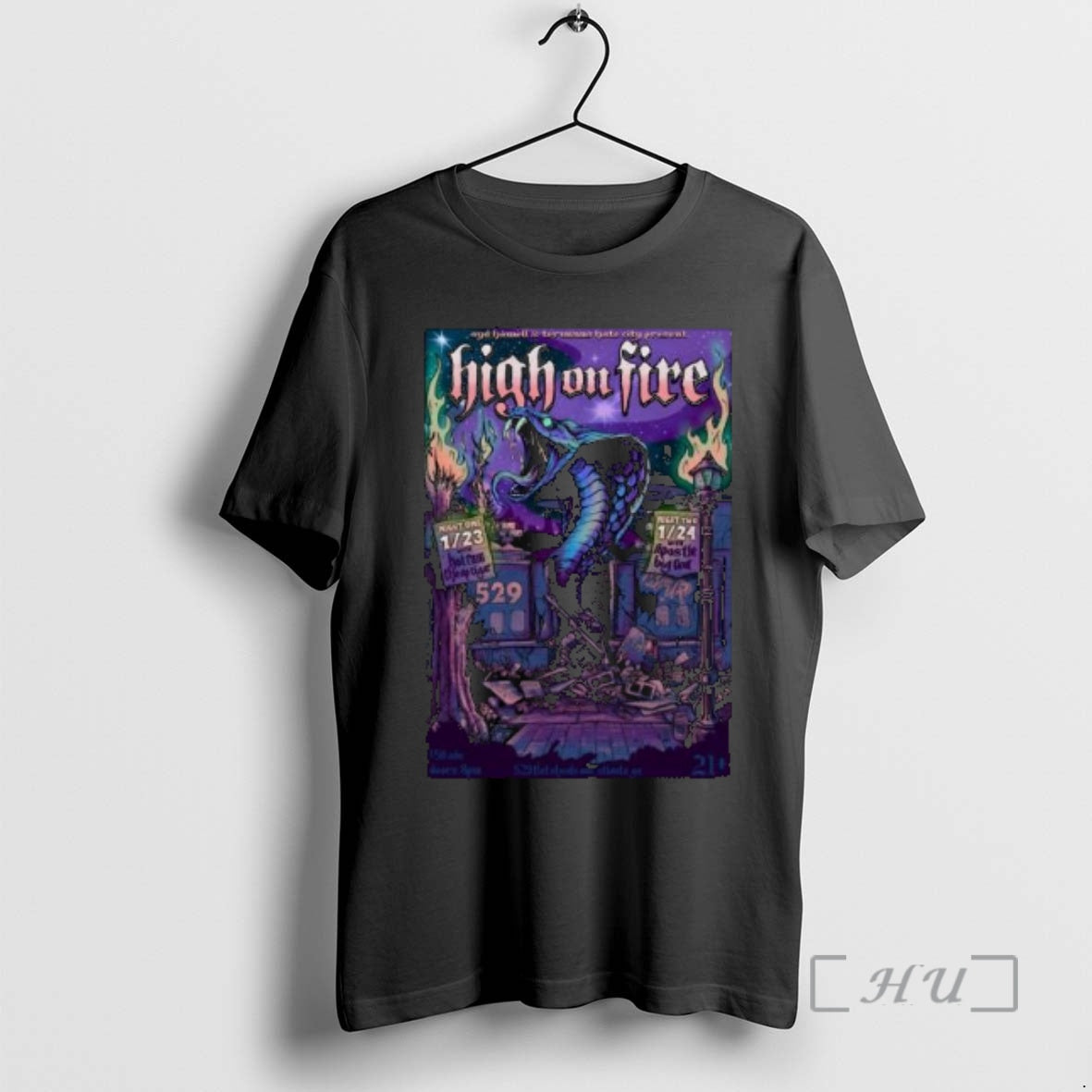 Officials High On Fire 529 Bar In Atlanta Ga Jan 23 23 2026 Circle Black T-Shirts, Hoodie, Sweatshirt | PrintMintTees.com