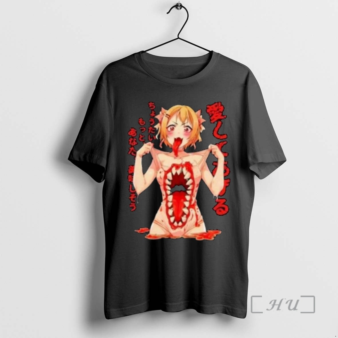 Officials Horror Anime Girl Monster Mouth Circle Black T-Shirts, Hoodie, Sweatshirt | PrintMintTees.com