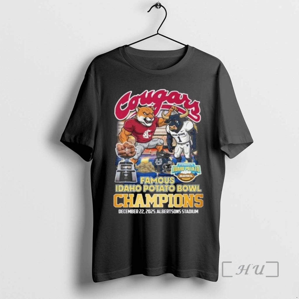 Officials Houston Cougars 2025 Famous Idaho Potato Bowl Champions Mascot Vintage Premium T Shirts Sweater Hoodie, Sweatshirt