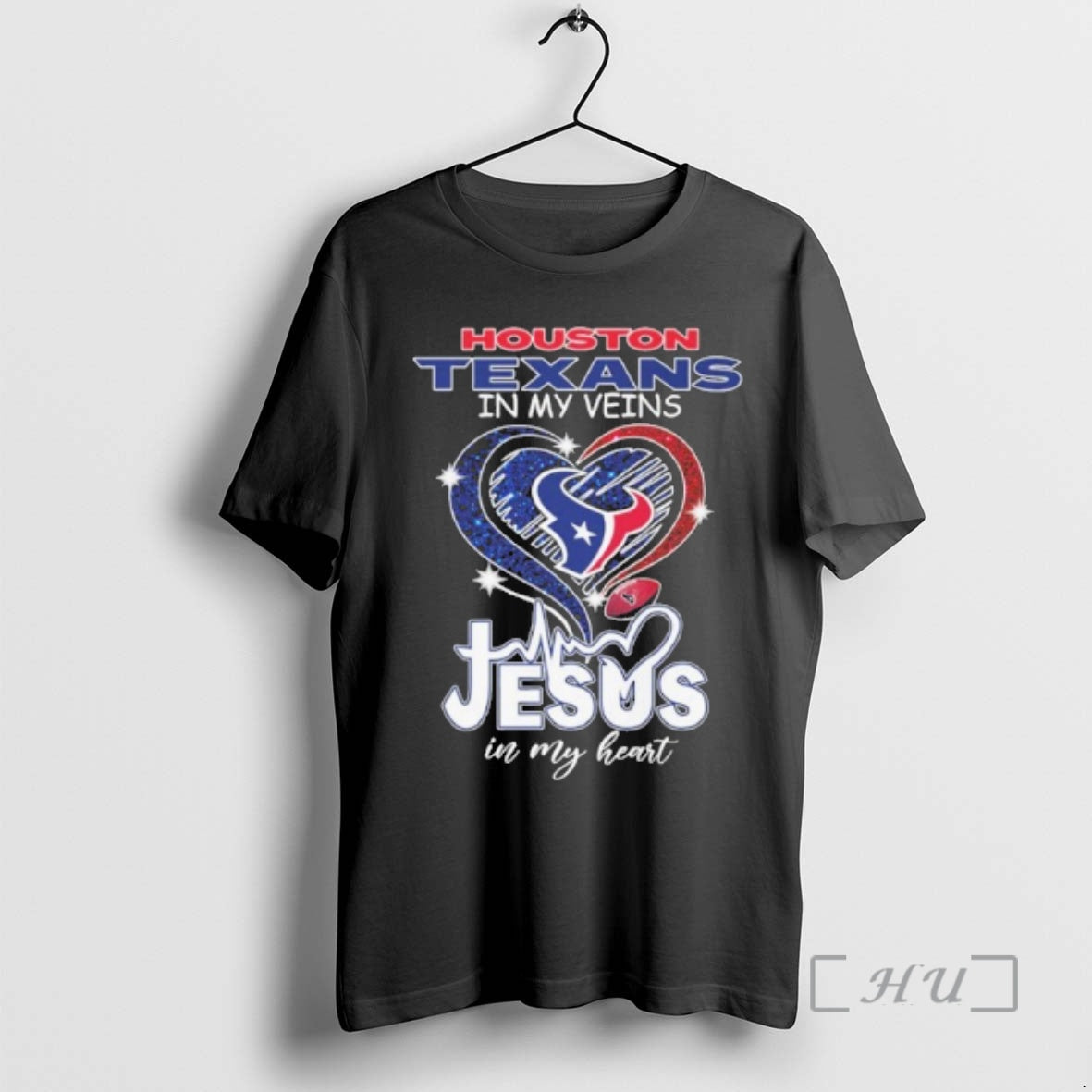 Officials Houston Texans In My Veins Heart Logo Ball Jesus In My Heart Premium T-Shirts, Hoodie, Sweatshirt