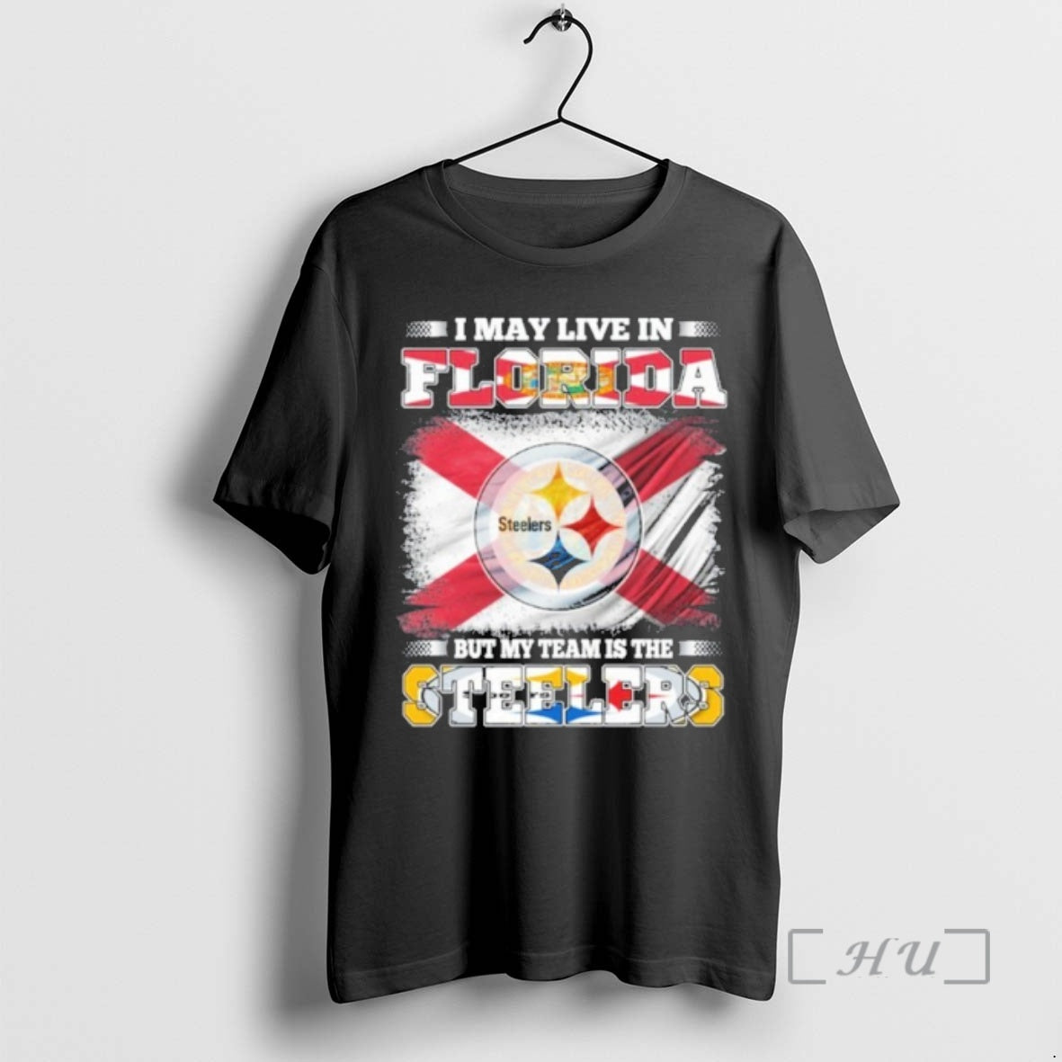 Officials I May Live In Florida Flag But My Team Is The Steelers Premium T-Shirts, Hoodie, Sweatshirt | PrintMintTees.com