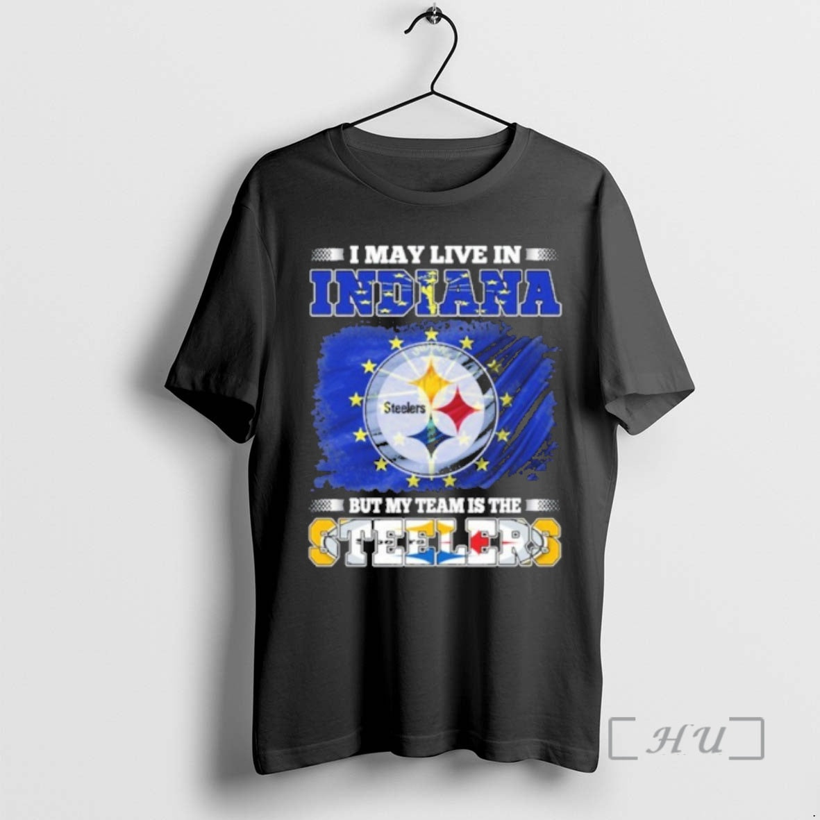 Officials I May Live In Indiana Flag But My Team Is The Steelers Premium T-Shirts, Hoodie, Sweatshirt | PrintMintTees.com