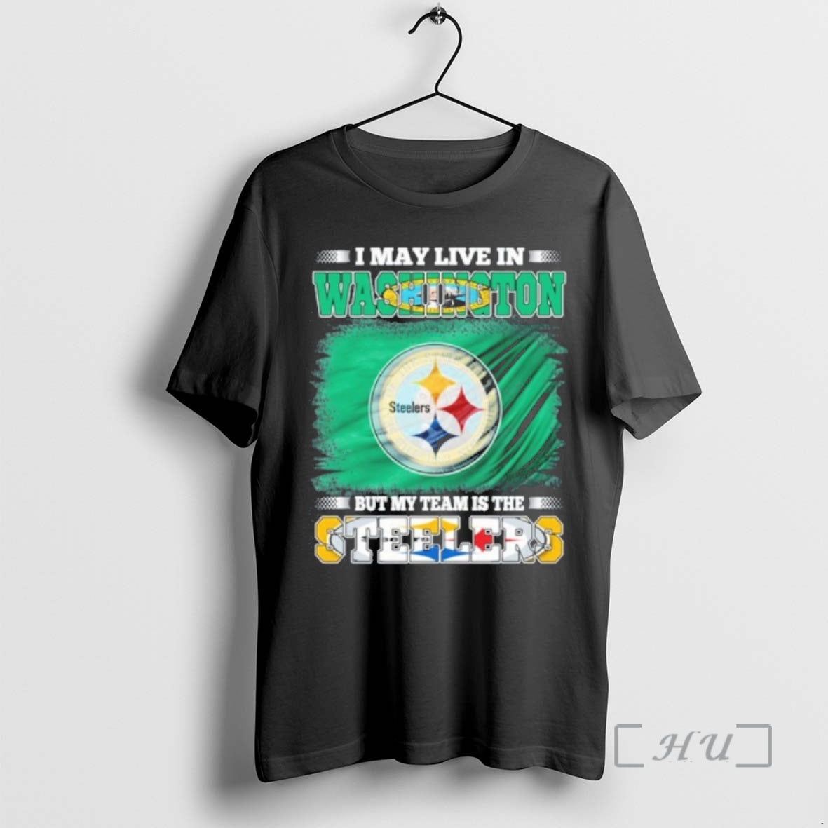 Officials I May Live In Washington Flag But My Team Is The Steelers Premium T-Shirts, Hoodie, Sweatshirt | PrintMintTees.com