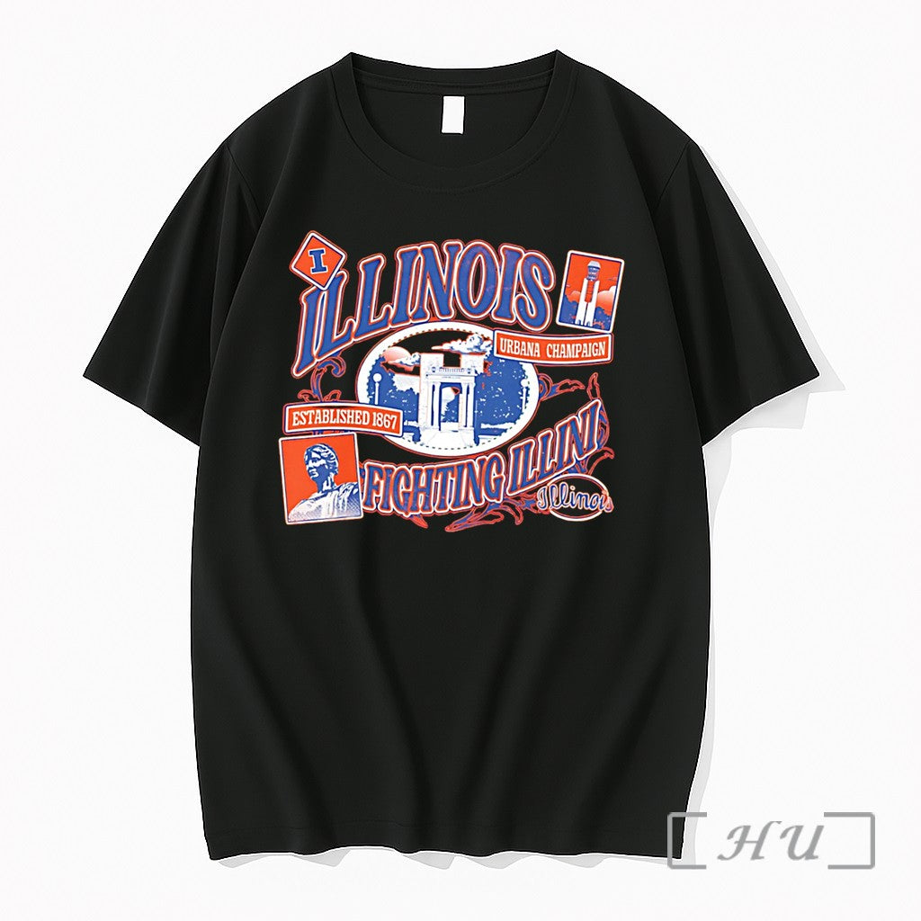 Officials Illinois Fighting Illini Campus Landmark Postage Tee