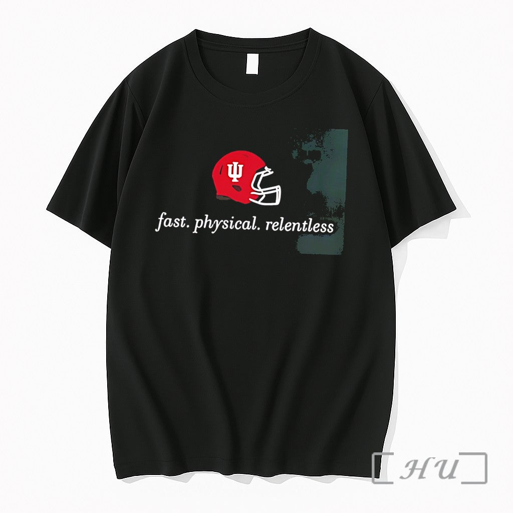 Officials Indiana Hoosiers Fast Physical Relentless Helmet Logo Tee