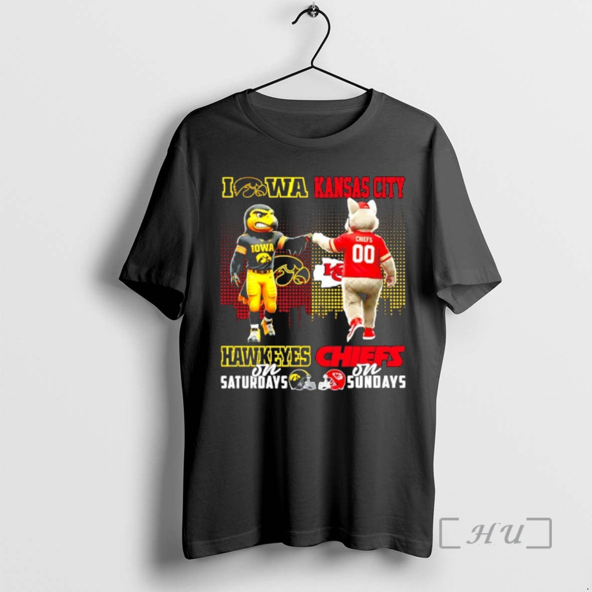Officials Iowa Hawkeyes On Saturdays Vs Kansas City Chiefs On Sundays Mascot Skyline Premium T-Shirts, Hoodie, Sweatshirt